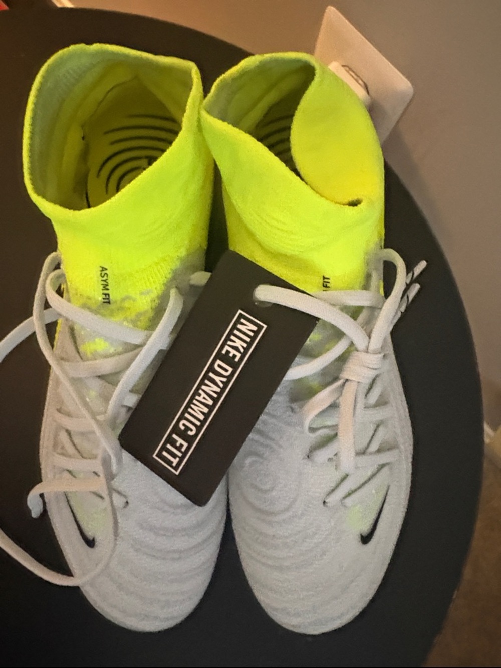 Nike Kids High-Top Soccer Cleats in Neon Yellow and Gray